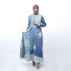 Batik Kombinasi Polos Gamis Kain Model Sayidah Abstrak