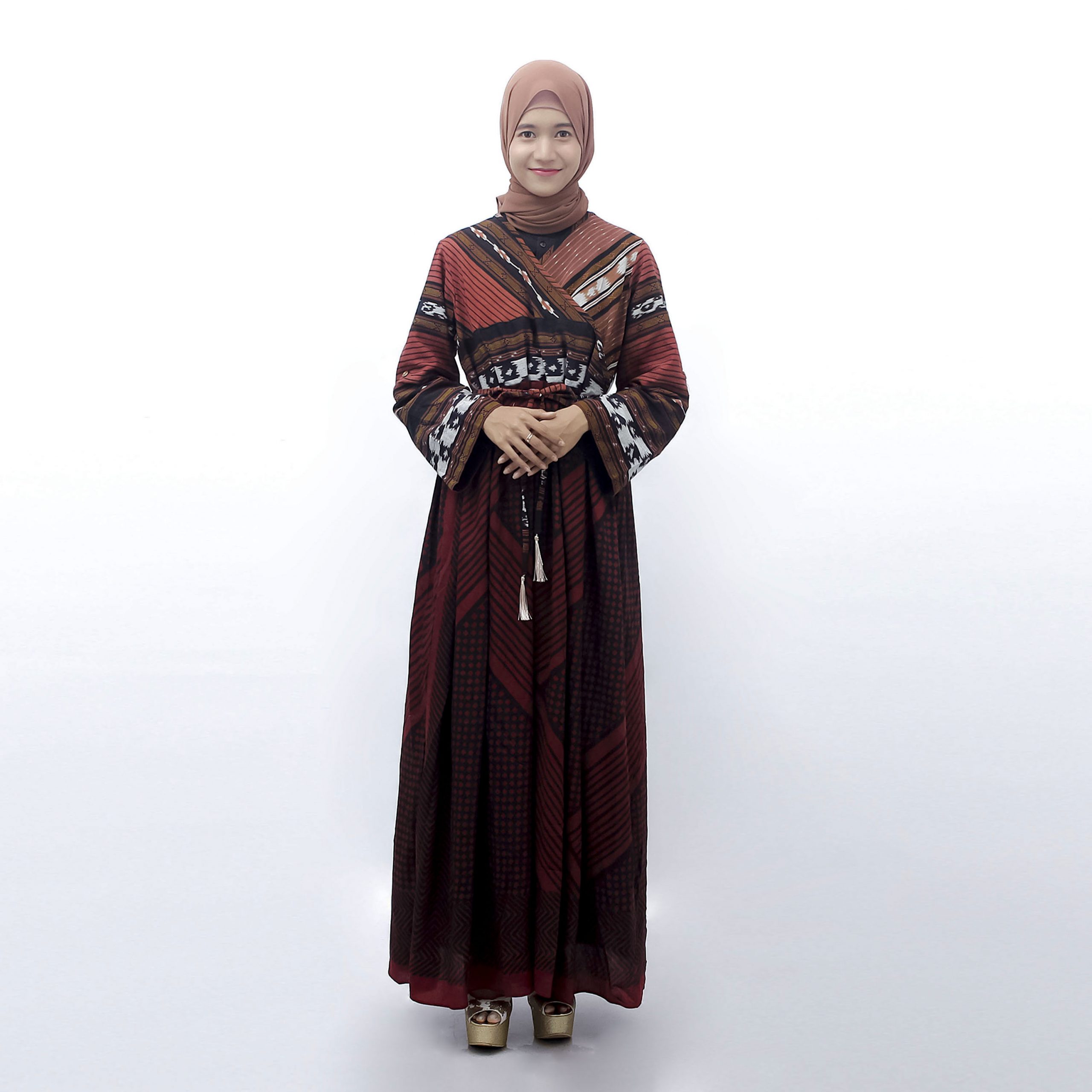 Batik Kombinasi Polos Gamis Batik Model Ana Tenun